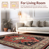 Ultra Soft Area Rug, Non Slip, Stain Resistant, Washable Area Rugs for Living Room, Bedroom, Charming Texas Heritage Pattern(Red)