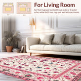 Ultra Soft Area Rug, Non Slip, Stain Resistant, Washable Area Rugs for Living Room, Bedroom, Whimsical Insect Floral Composition(Ivory)