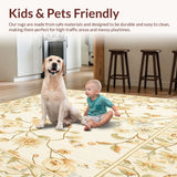 Ultra Soft Area Rug, Non Slip, Stain Resistant, Washable Area Rugs for Living Room, Bedroom, Sophisticated Floral Patterned Ideal for Farmhouse Decor(Beige)