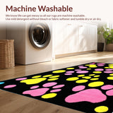 Ultra Soft Area Rug, Non Slip, Stain Resistant, Washable Area Rugs for Living Room, Bedroom, Lively Cartoonish Dog Prints Vibe(Black)