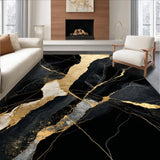 Ultra Soft Area Rug, Non Slip, Stain Resistant, Washable Area Rugs for Living Room, Bedroom, Sophisticated Mixed Texture Arrangement(Black)