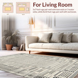Ultra Soft Area Rug, Non Slip, Stain Resistant, Washable Area Rugs for Living Room, Bedroom, Sleek Contemporary 3D Design Element(Black)