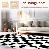 Ultra Soft Area Rug, Non Slip, Stain Resistant, Washable Area Rugs for Living Room, Bedroom, Soft Monochrome Bedroom Shag Rug for Minimalist Decor(Black)