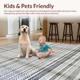 Ultra Soft Area Rug, Non Slip, Stain Resistant, Washable Area Rugs for Living Room, Bedroom, Black White Geometric Rug(Gray)