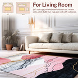 Ultra Soft Area Rug, Non Slip, Stain Resistant, Washable Area Rugs for Living Room, Bedroom, Chic Geometric Soft Surface(Pink)