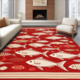 Ultra Soft Area Rug, Non Slip, Stain Resistant, Washable Area Rugs for Living Room, Bedroom, Rustic Nautical Charm Pattern(Red)