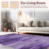 Ultra Soft Area Rug, Non Slip, Stain Resistant, Washable Area Rugs for Living Room, Bedroom, Luxurious Gradient Ripple Effect(Purple)