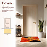 Ultra Soft Area Rug, Non Slip, Stain Resistant, Washable Area Rugs for Living Room, Bedroom, Dynamic Flame Abstract Artwork(Orange)