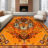 Ultra Soft Area Rug, Non Slip, Stain Resistant, Washable Area Rugs for Living Room, Bedroom, Fun Safari Themed Decorative Piece(Orange)