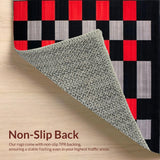 Ultra Soft Area Rug, Non Slip, Stain Resistant, Washable Area Rugs for Living Room, Bedroom, Rustic Gray Tiled Aesthetic(Black)