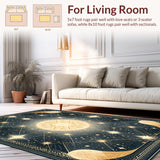 Ultra Soft Area Rug, Non Slip, Stain Resistant, Washable Area Rugs for Living Room, Bedroom, Cosmic Earthy Toned Appeal(Gold)