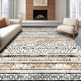Ultra Soft Area Rug, Non Slip, Stain Resistant, Washable Area Rugs for Living Room, Bedroom, Elegant Neutral Lattice Aesthetic(Beige)