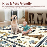 Ultra Soft Area Rug, Non Slip, Stain Resistant, Washable Area Rugs for Living Room, Bedroom, Elegant Pastel Wildlife Theme(White)