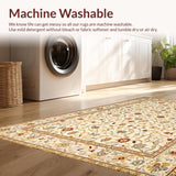 Ultra Soft Area Rug, Non Slip, Stain Resistant, Washable Area Rugs for Living Room, Bedroom, Graceful Curved Border Aesthetic(Beige)