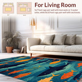 Ultra Soft Area Rug, Non Slip, Stain Resistant, Washable Area Rugs for Living Room, Bedroom, Marine Life Ocean Carpet Apex Predator Design(Blue)