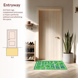 Ultra Soft Area Rug, Non Slip, Stain Resistant, Washable Area Rugs for Living Room, Bedroom, Whimsical Traffic Pattern Rug(Green)