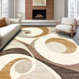 Ultra Soft Area Rug, Non Slip, Stain Resistant, Washable Area Rugs for Living Room, Bedroom, Contemporary Geometric Area with Cream and Brown Swirl(Beige)
