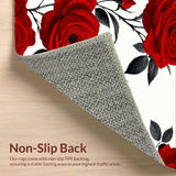 Ultra Soft Area Rug, Non Slip, Stain Resistant, Washable Area Rugs for Living Room, Bedroom, Chic Contemporary Floral Design(Red)