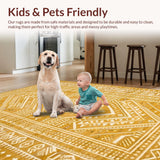 Ultra Soft Area Rug, Non Slip, Stain Resistant, Washable Area Rugs for Living Room, Bedroom, Chic Half-Circle Rustic Motif(Yellow)