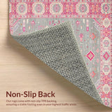 Ultra Soft Area Rug, Non Slip, Stain Resistant, Washable Area Rugs for Living Room, Bedroom, Elegant Light Grey Floral Motif(Gray)