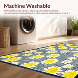Ultra Soft Area Rug, Non Slip, Stain Resistant, Washable Area Rugs for Living Room, Bedroom, Contemporary Daisy Pattern Delight(Blue)