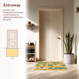 Ultra Soft Area Rug, Non Slip, Stain Resistant, Washable Area Rugs for Living Room, Bedroom, Summer Surf Rug: Tropical Paradise Carpet with Surfer Vibe(Yellow)
