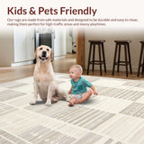 Ultra Soft Area Rug, Non Slip, Stain Resistant, Washable Area Rugs for Living Room, Bedroom, Scandi Inspired Striped Visual Harmony(Beige)