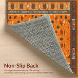 Ultra Soft Area Rug, Non Slip, Stain Resistant, Washable Area Rugs for Living Room, Bedroom, Bold Retro Ethnic Print Statement(Orange)