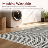 Ultra Soft Area Rug, Non Slip, Stain Resistant, Washable Area Rugs for Living Room, Bedroom, Farmhouse Stripe Accent Rug Bold Layered Porch Pathway Welcome Mat(Gray)