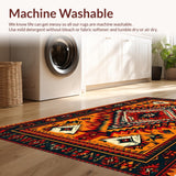 Ultra Soft Area Rug, Non Slip, Stain Resistant, Washable Area Rugs for Living Room, Bedroom, Red Orange Tribal Entryway Non-Slip Carpet(Red)