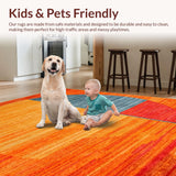 Ultra Soft Area Rug, Non Slip, Stain Resistant, Washable Area Rugs for Living Room, Bedroom, Whimsical Eclectic Patterned Mat(Orange)