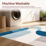 Ultra Soft Area Rug, Non Slip, Stain Resistant, Washable Area Rugs for Living Room, Bedroom, Sleek Minimalist Fluid Lines(Blue)