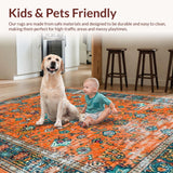 Ultra Soft Area Rug, Non Slip, Stain Resistant, Washable Area Rugs for Living Room, Bedroom, Contemporary Abstract Color Harmony(Orange)