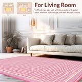 Ultra Soft Area Rug, Non Slip, Stain Resistant, Washable Area Rugs for Living Room, Bedroom, Serene Minimalist Pink and White(Pink)