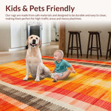 Ultra Soft Area Rug, Non Slip, Stain Resistant, Washable Area Rugs for Living Room, Bedroom, Rustic Textured Organic Lines(Orange)