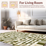 Ultra Soft Area Rug, Non Slip, Stain Resistant, Washable Area Rugs for Living Room, Bedroom, Olive Beige Area Versatile Style Non Shed Weave Fringed Borders(Green)