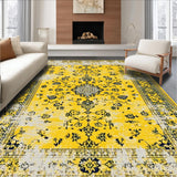 Ultra Soft Area Rug, Non Slip, Stain Resistant, Washable Area Rugs for Living Room, Bedroom, Bold Elegant Diamond Design(Yellow)