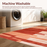 Ultra Soft Area Rug, Non Slip, Stain Resistant, Washable Area Rugs for Living Room, Bedroom, Eclectic Modern Abstract Fusion(Red)