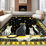 Ultra Soft Area Rug, Non Slip, Stain Resistant, Washable Area Rugs for Living Room, Bedroom, Retro Abstract Zodiac Illustration(Black)
