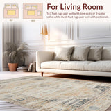 Ultra Soft Area Rug, Non Slip, Stain Resistant, Washable Area Rugs for Living Room, Bedroom, Rustic Distressed Diamond Motif(Beige)