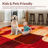 Ultra Soft Area Rug, Non Slip, Stain Resistant, Washable Area Rugs for Living Room, Bedroom, Vibrant Earthy Geometric Harmony(Red)
