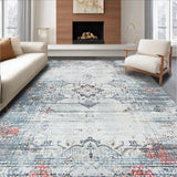 Ultra Soft Area Rug, Non Slip, Stain Resistant, Washable Area Rugs for Living Room, Bedroom, Rustic Distressed Geometric Arrangement(Gray)