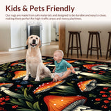 Ultra Soft Area Rug, Non Slip, Stain Resistant, Washable Area Rugs for Living Room, Bedroom, Witchy Black Mushroom Kitchen Runner Rug(Red)