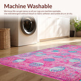 Ultra Soft Area Rug, Non Slip, Stain Resistant, Washable Area Rugs for Living Room, Bedroom, Eclectic Colorful Egg Imagery(Pink)