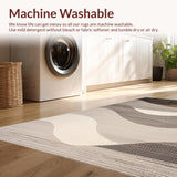 Ultra Soft Area Rug, Non Slip, Stain Resistant, Washable Area Rugs for Living Room, Bedroom, Sleek Minimalist Tiled Design(Beige)