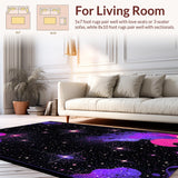 Ultra Soft Area Rug, Non Slip, Stain Resistant, Washable Area Rugs for Living Room, Bedroom, Vivid Celestial Cartoon Imagery(Purple)