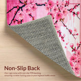 Ultra Soft Area Rug, Non Slip, Stain Resistant, Washable Area Rugs for Living Room, Bedroom, Japanese Garden Inspired Motif(Pink)