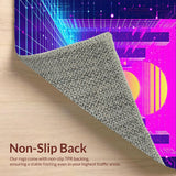 Ultra Soft Area Rug, Non Slip, Stain Resistant, Washable Area Rugs for Living Room, Bedroom, Vibrant Tunnel Pattern Design(Purple)