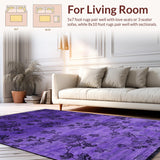 Ultra Soft Area Rug, Non Slip, Stain Resistant, Washable Area Rugs for Living Room, Bedroom, Stylish Gray and Purple Blend Decor(Purple)