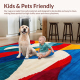 Ultra Soft Area Rug, Non Slip, Stain Resistant, Washable Area Rugs for Living Room, Bedroom, Vibrant Circular Abstract Swirl(Red)